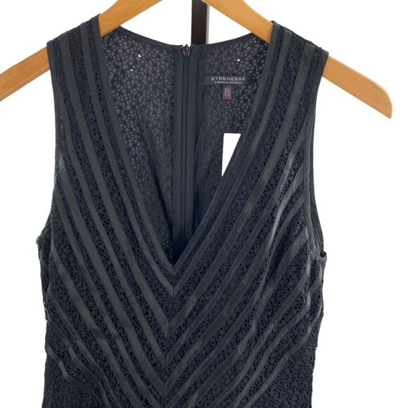 Strenesse Size 6 Black Lace Luxury Cocktail Dress Whimsigoth 100% Silk Victorian - Picture 2 of 11